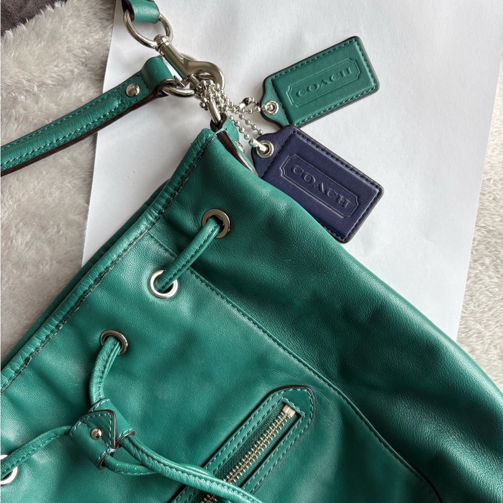 Coach Daisy Teal Leather Shoulder Bag - Picture 15 of 15